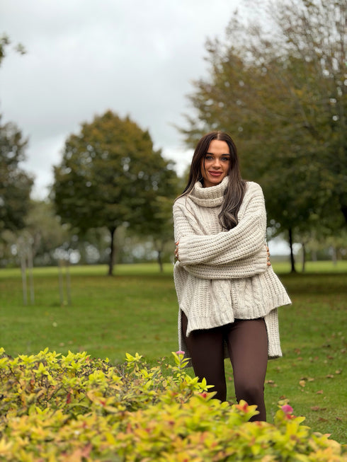 ELYNDI extended wool sweater - light beige PRE-ORDER